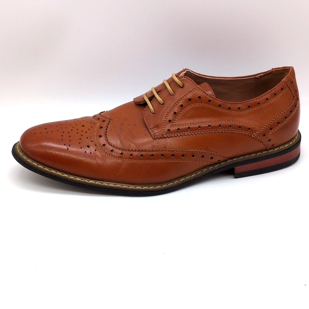 Bruno Marc Oxfords Mens Prince-3 Brown 9.5 Faux Leather Dress Shoes Wingtip